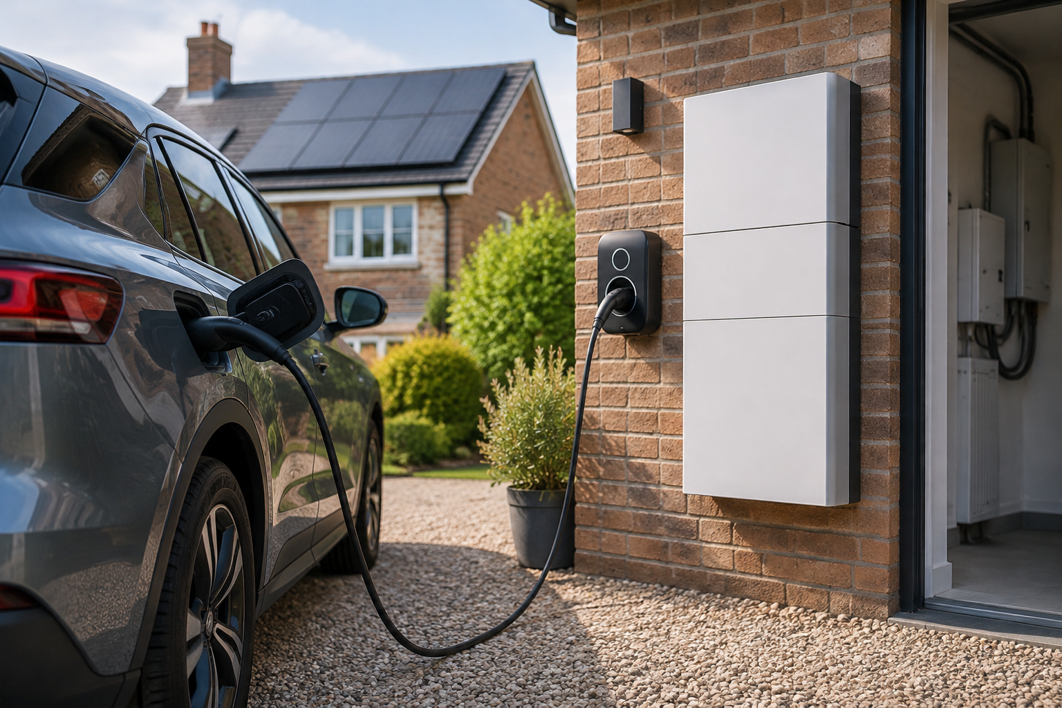AI-generated editorial illustration for: Vehicle-to-Home Charging: Can Your EV Power Your House?